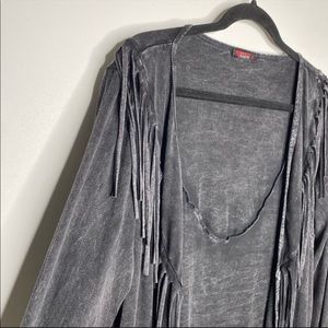 T Party Western Fringe Mineral Wash Open Front
Cardigan Women's Size Large